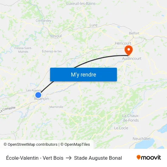 École-Valentin - Vert Bois to Stade Auguste Bonal map