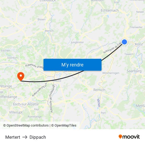 Mertert to Dippach map