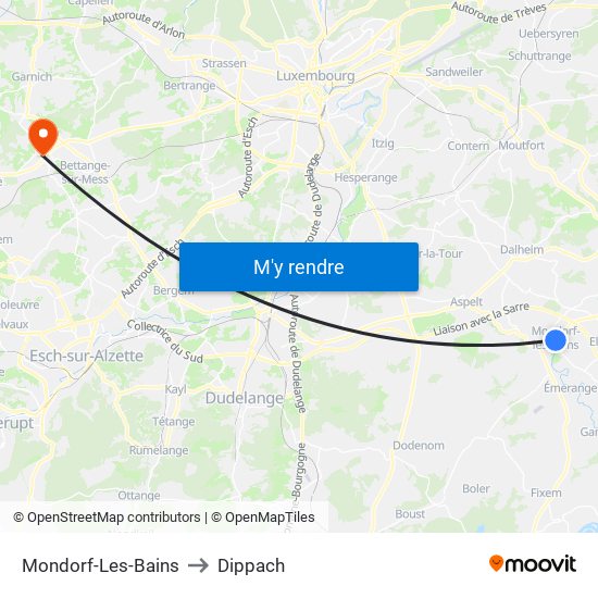 Mondorf-Les-Bains to Dippach map