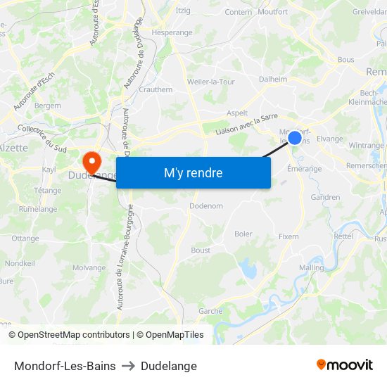 Mondorf-Les-Bains to Dudelange map