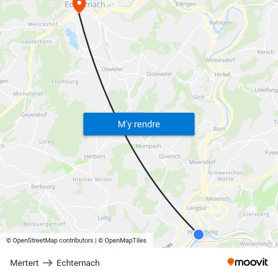 Mertert to Echternach map