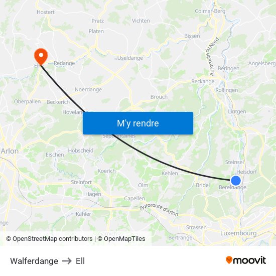 Walferdange to Walferdange map