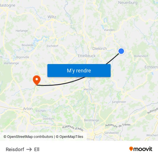 Reisdorf to Ell map