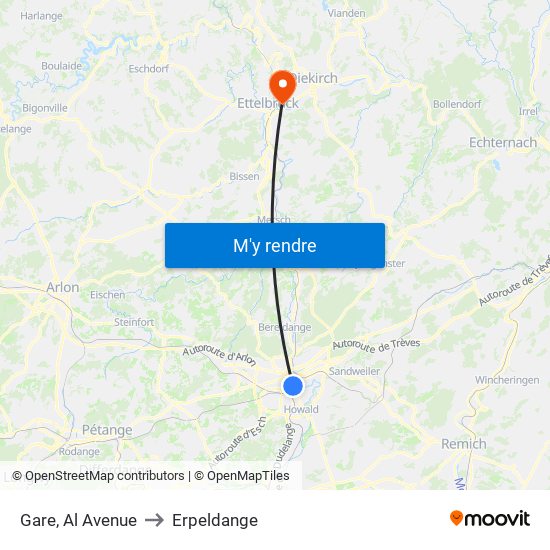 Gare, Al Avenue to Erpeldange map
