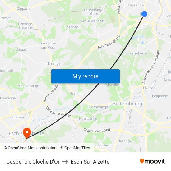 Gasperich, Cloche D'Or to Esch-Sur-Alzette map
