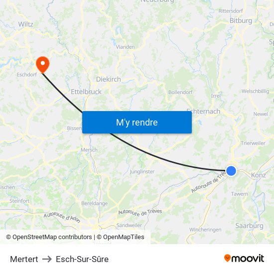 Mertert to Esch-Sur-Sûre map