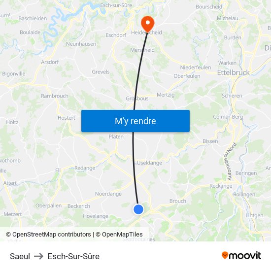 Saeul to Esch-Sur-Sûre map