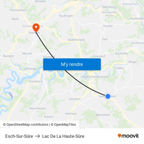 Esch-Sur-Sûre to Lac De La Haute-Sûre map