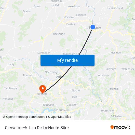 Clervaux to Lac De La Haute-Sûre map