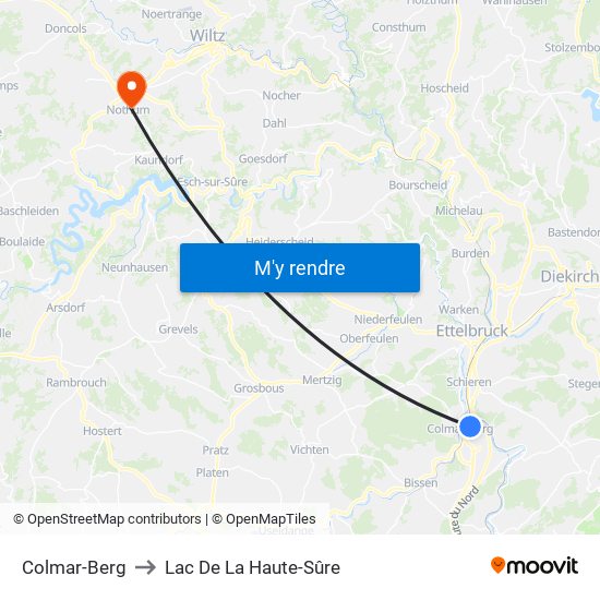 Colmar-Berg to Lac De La Haute-Sûre map