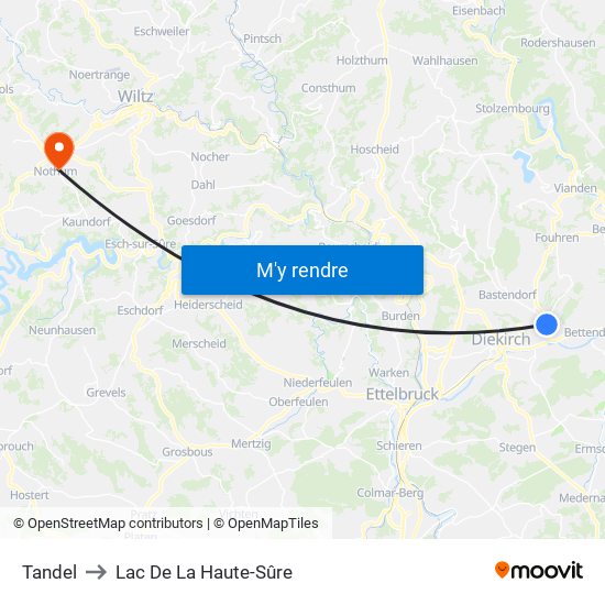 Tandel to Lac De La Haute-Sûre map
