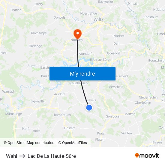 Wahl to Lac De La Haute-Sûre map