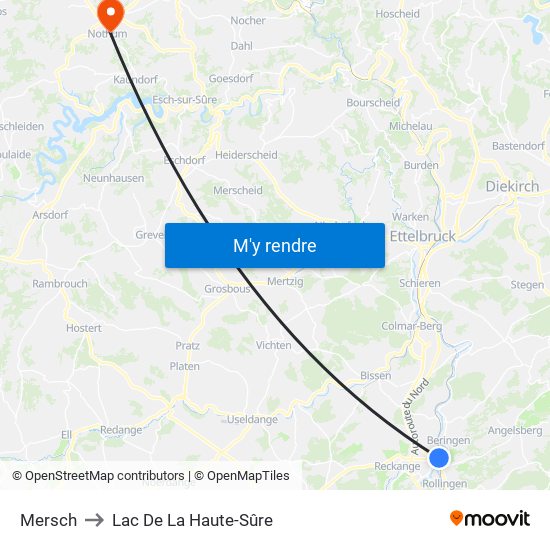 Mersch to Lac De La Haute-Sûre map