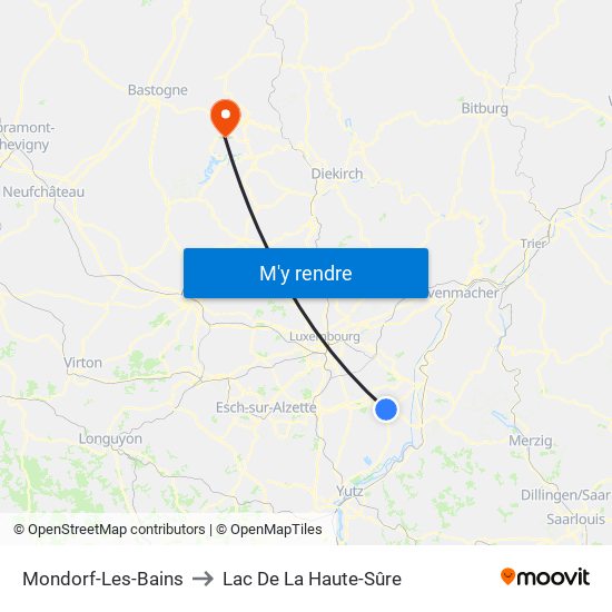 Mondorf-Les-Bains to Lac De La Haute-Sûre map