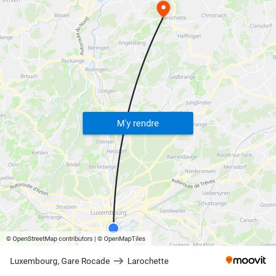 Luxembourg, Gare Rocade to Larochette map