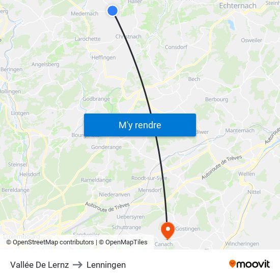 Vallée De Lernz to Lenningen map