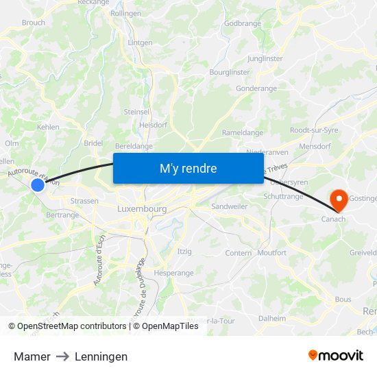Mamer to Lenningen map