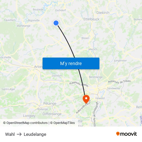 Wahl to Leudelange map