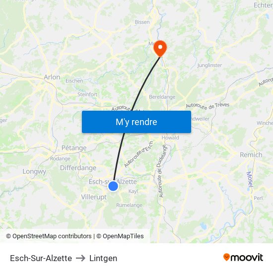 Esch-Sur-Alzette to Esch-Sur-Alzette map