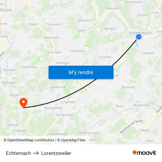Echternach to Lorentzweiler map