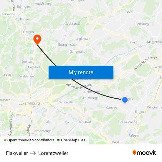 Flaxweiler to Lorentzweiler map