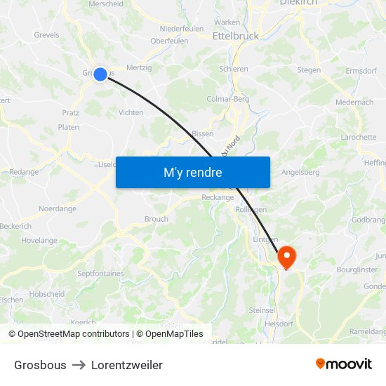 Grosbous to Lorentzweiler map