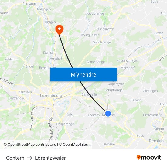 Contern to Lorentzweiler map