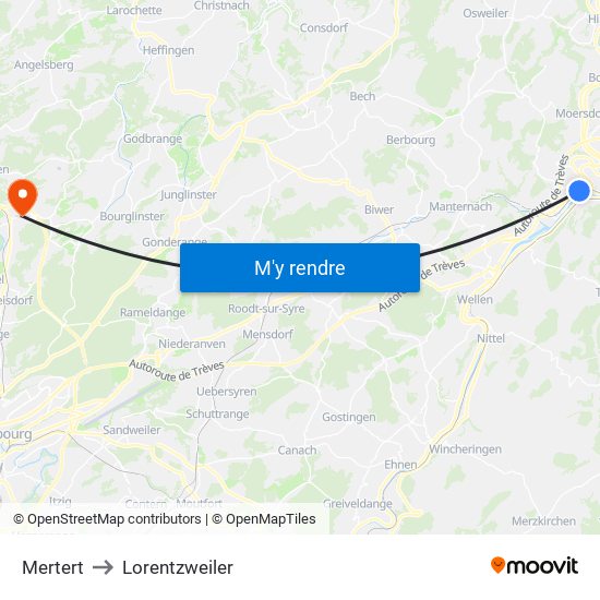 Mertert to Lorentzweiler map