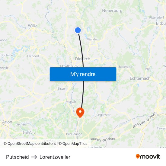 Putscheid to Lorentzweiler map