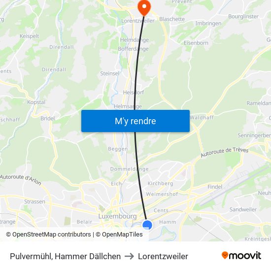 Pulvermühl, Hammer Dällchen to Lorentzweiler map