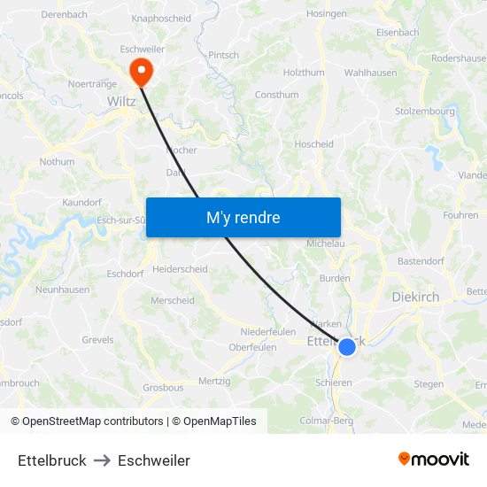 Ettelbruck to Eschweiler map