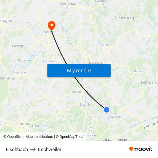Fischbach to Eschweiler map