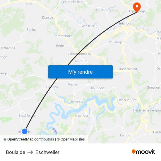 Boulaide to Eschweiler map
