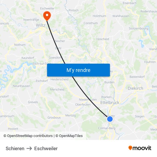 Schieren to Eschweiler map