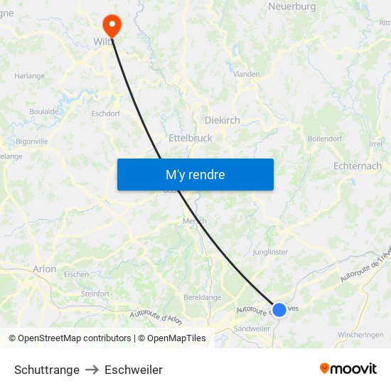 Schuttrange to Eschweiler map