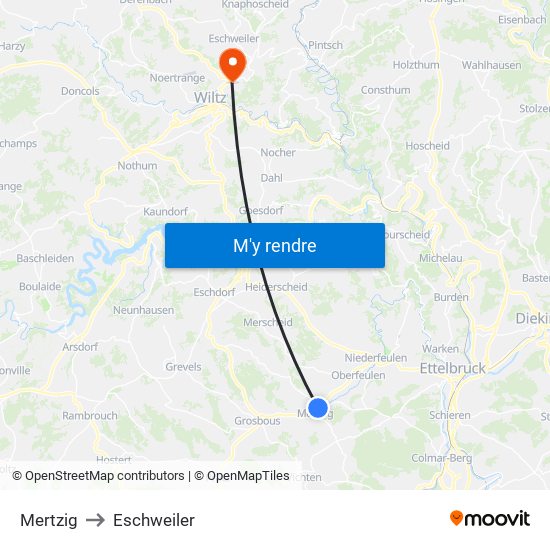 Mertzig to Eschweiler map