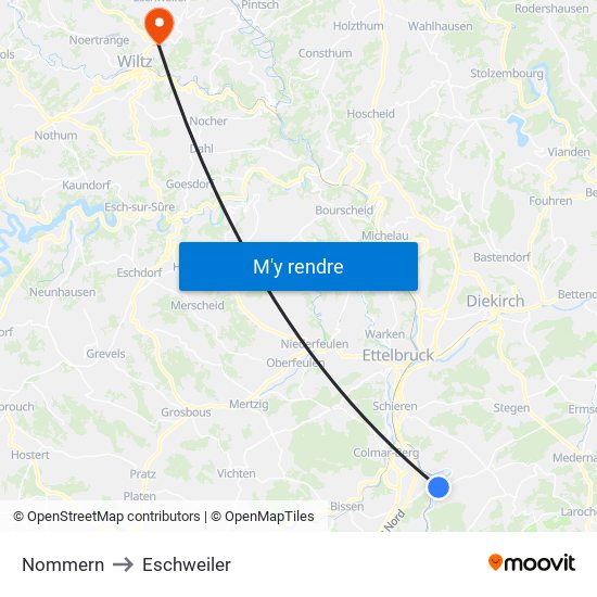 Nommern to Eschweiler map