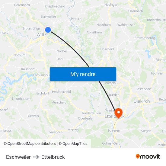 Eschweiler to Ettelbruck map