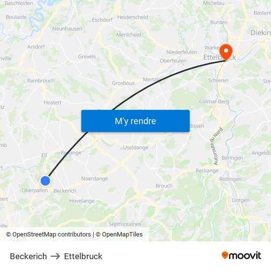 Beckerich to Beckerich map