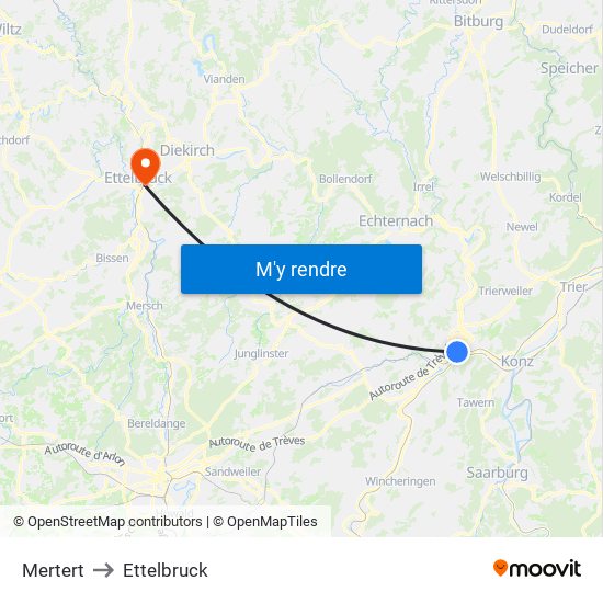 Mertert to Ettelbruck map