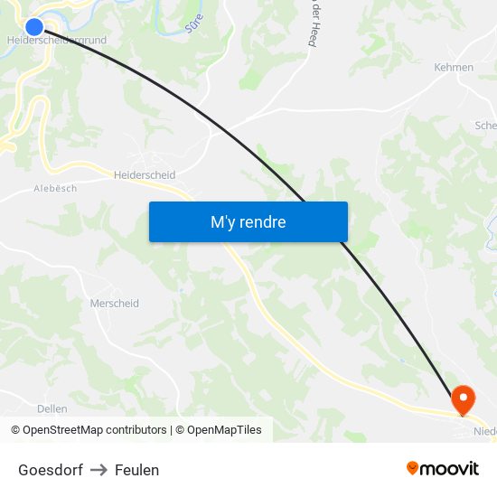 Goesdorf to Feulen map
