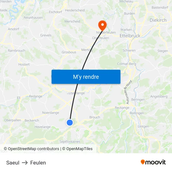 Saeul to Feulen map