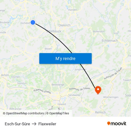 Esch-Sur-Sûre to Flaxweiler map