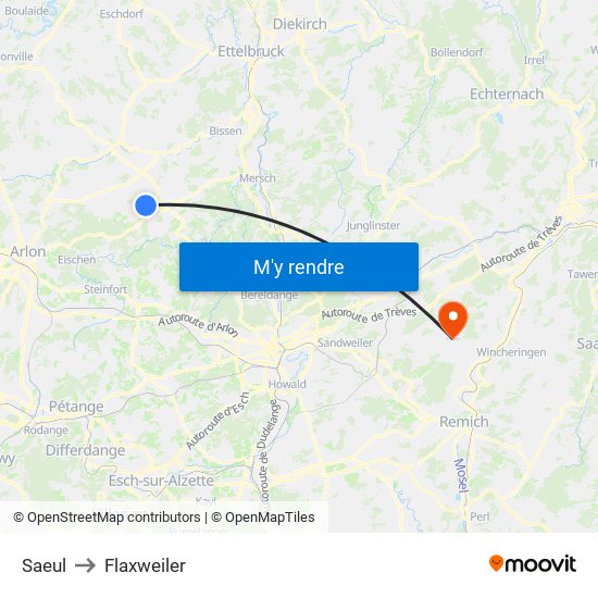 Saeul to Flaxweiler map