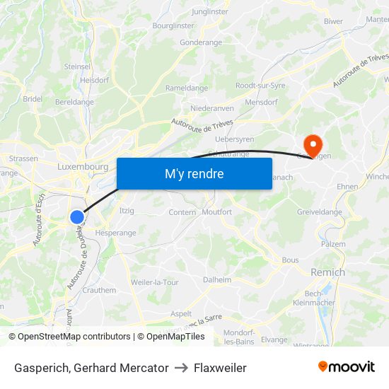 Gasperich, Gerhard Mercator to Flaxweiler map