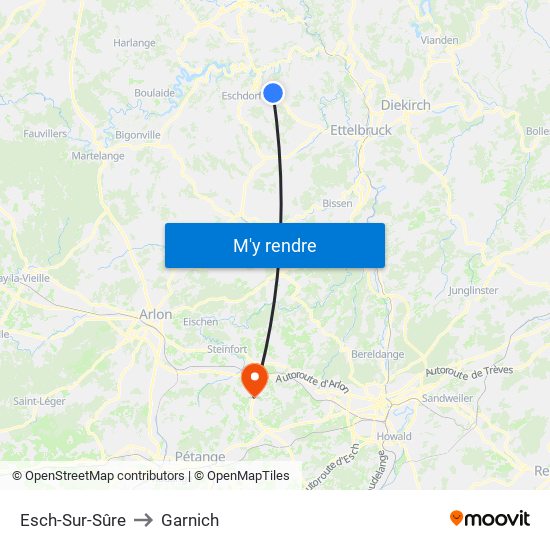 Esch-Sur-Sûre to Garnich map
