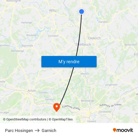 Parc Hosingen to Garnich map