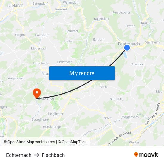 Echternach to Fischbach map