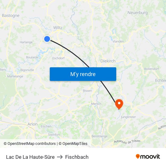 Lac De La Haute-Sûre to Fischbach map