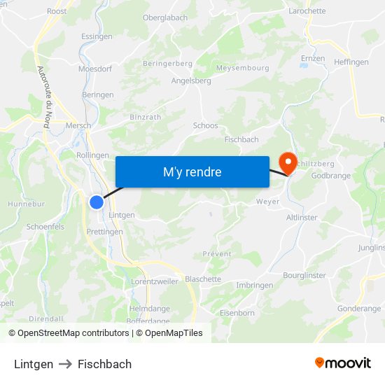 Lintgen to Fischbach map